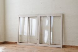 アンティークペイント引き戸(ガラス戸)2枚セット3