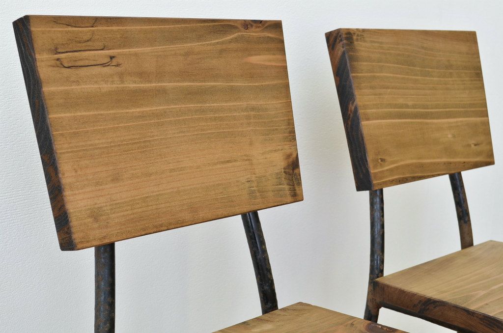 アンティーク家具　鉄脚のシンプルなイス(椅子)2脚セット1
