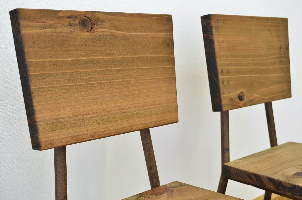 アンティーク家具　鉄脚のシンプルなイス(椅子)2脚セット2