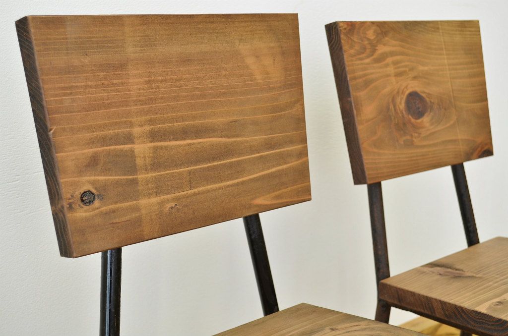 アンティーク家具　鉄脚のシンプルなイス(椅子)2脚セット3