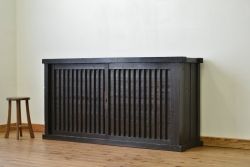 アンティーク家具　江戸〜明治　味のある縦格子時代箪笥サイドボード2(水屋箪笥、下駄箱)
