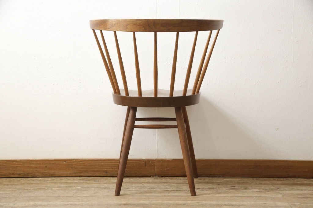 希少!　ヴィンテージ　美品　オリジナル　ジョージナカシマ　STRAIGHT BACKED CHAIR(ストレートバックチェア)　CN121　シンプルで洗練された佇まいが美しいチェア(ジョージ・ナカシマ、ダイニングチェア、板座チェア、イス、椅子、ビンテージ)(R-058953)
