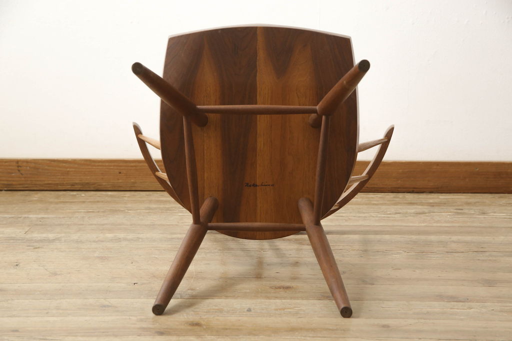 希少!　ヴィンテージ　美品　オリジナル　ジョージナカシマ　STRAIGHT BACKED CHAIR(ストレートバックチェア)　CN121　シンプルで洗練された佇まいが美しいチェア(ジョージ・ナカシマ、ダイニングチェア、板座チェア、イス、椅子、ビンテージ)(R-058953)