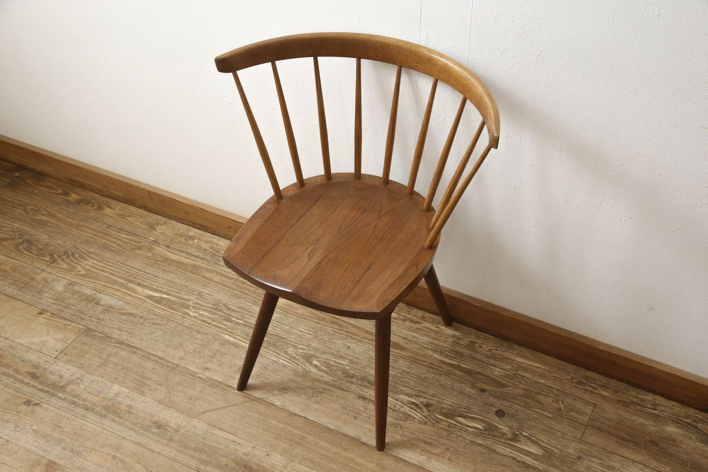 希少!　ヴィンテージ　美品　オリジナル　ジョージナカシマ　STRAIGHT BACKED CHAIR(ストレートバックチェア)　CN121　シンプルで洗練された佇まいが美しいチェア(ジョージ・ナカシマ、ダイニングチェア、板座チェア、イス、椅子、ビンテージ)(R-058952)