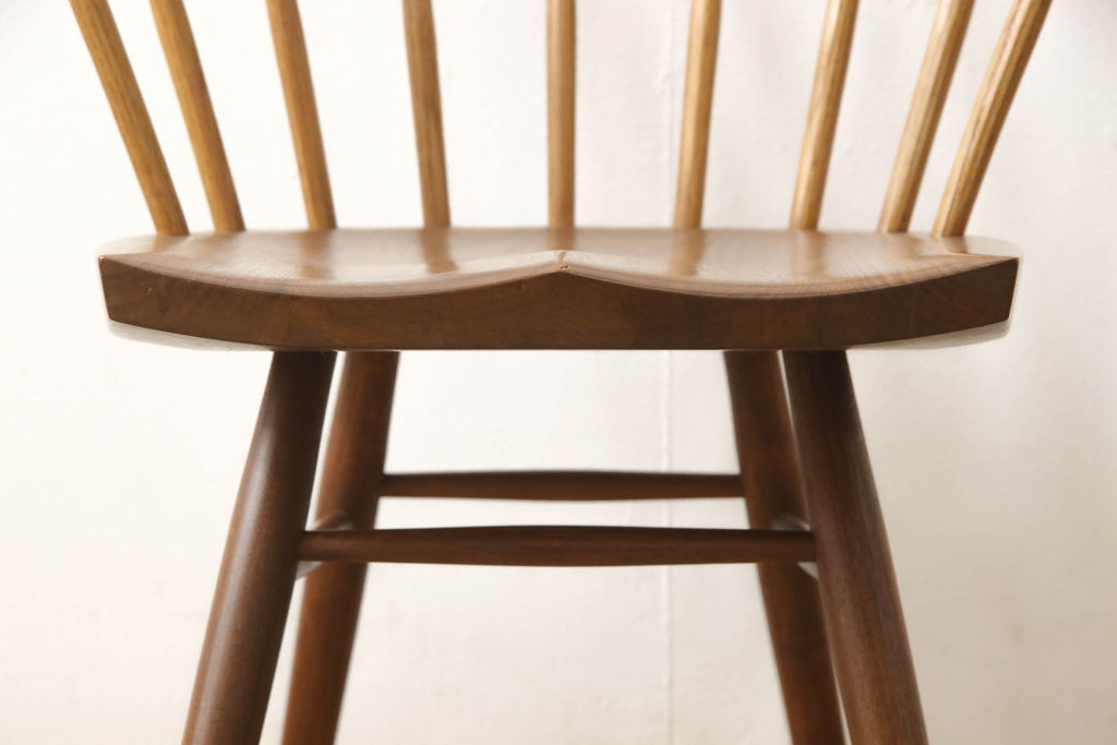 希少!　ヴィンテージ　美品　オリジナル　ジョージナカシマ　STRAIGHT BACKED CHAIR(ストレートバックチェア)　CN121　シンプルで洗練された佇まいが美しいチェア(ジョージ・ナカシマ、ダイニングチェア、板座チェア、イス、椅子、ビンテージ)(R-058952)