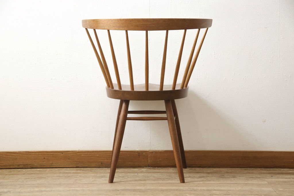 希少!　ヴィンテージ　美品　オリジナル　ジョージナカシマ　STRAIGHT BACKED CHAIR(ストレートバックチェア)　CN121　シンプルで洗練された佇まいが美しいチェア(ジョージ・ナカシマ、ダイニングチェア、板座チェア、イス、椅子、ビンテージ)(R-058952)