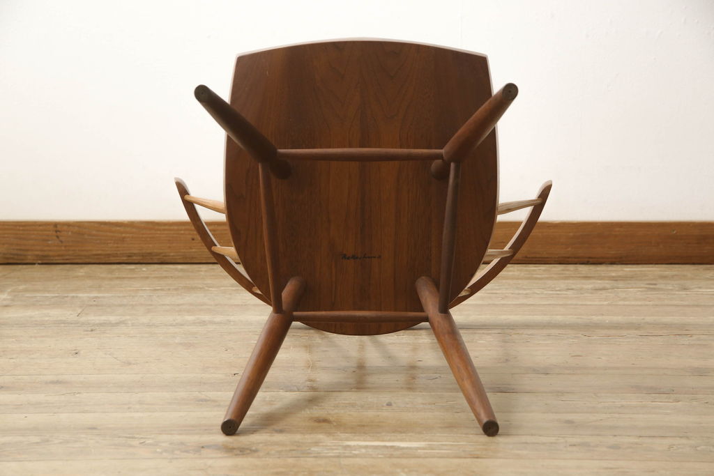 希少!　ヴィンテージ　美品　オリジナル　ジョージナカシマ　STRAIGHT BACKED CHAIR(ストレートバックチェア)　CN121　シンプルで洗練された佇まいが美しいチェア(ジョージ・ナカシマ、ダイニングチェア、板座チェア、イス、椅子、ビンテージ)(R-058952)