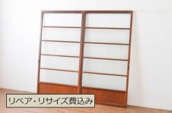 アンティーク建具　秋田杉　杢目が美しい!古い木味が魅力のFIX板戸窓1枚(嵌め殺し、フィックス)(R-068436)