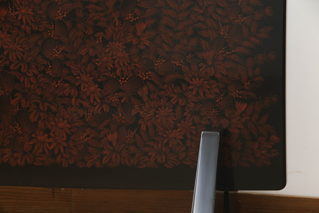 和製ビンテージ　香川漆器　繊細な色づかいに目を奪われる総漆塗りの衝立て(つい立て、衝い立て、パーテーション、仕切り、ヴィンテージ)(R-065707)