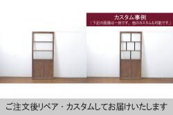 アンティーク建具　檜(ヒノキ)材　明るい木味であたたかな空間を演出する横桟板戸窓2枚セット(舞良戸、引き戸、まいらど)(R-073618)