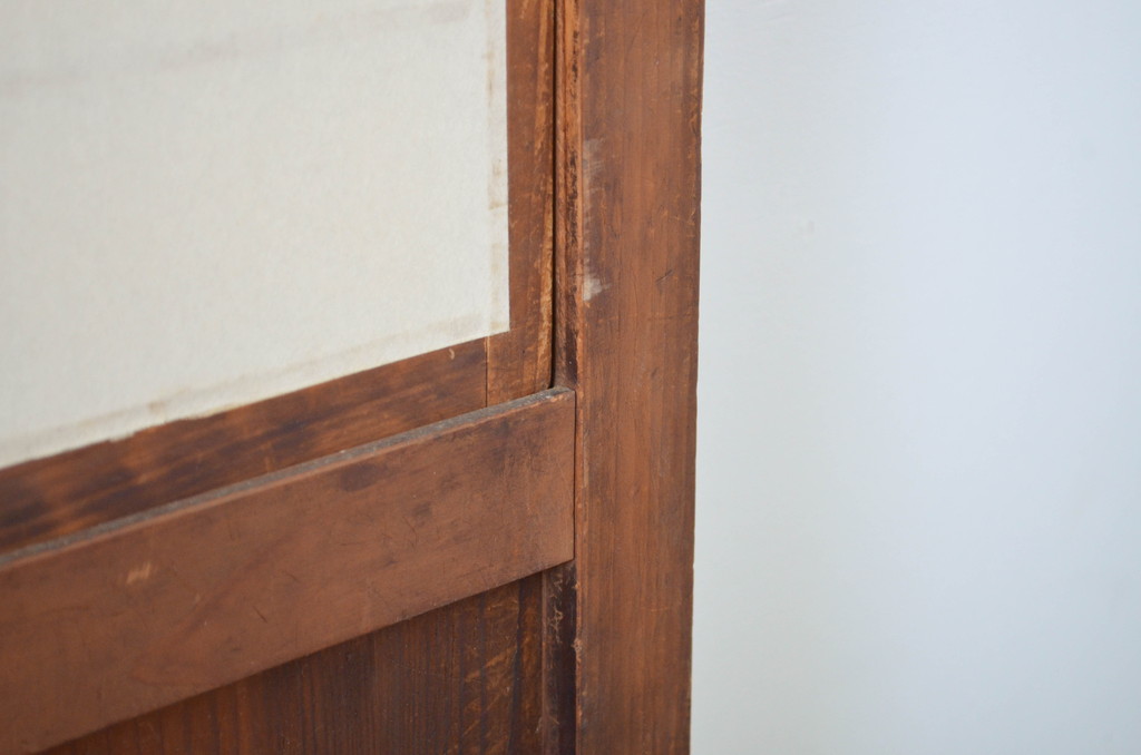 アンティーク建具　古い木味が目を惹く幅狭障子帯戸4枚セット(板戸、障子戸、引き戸)(R-064596)