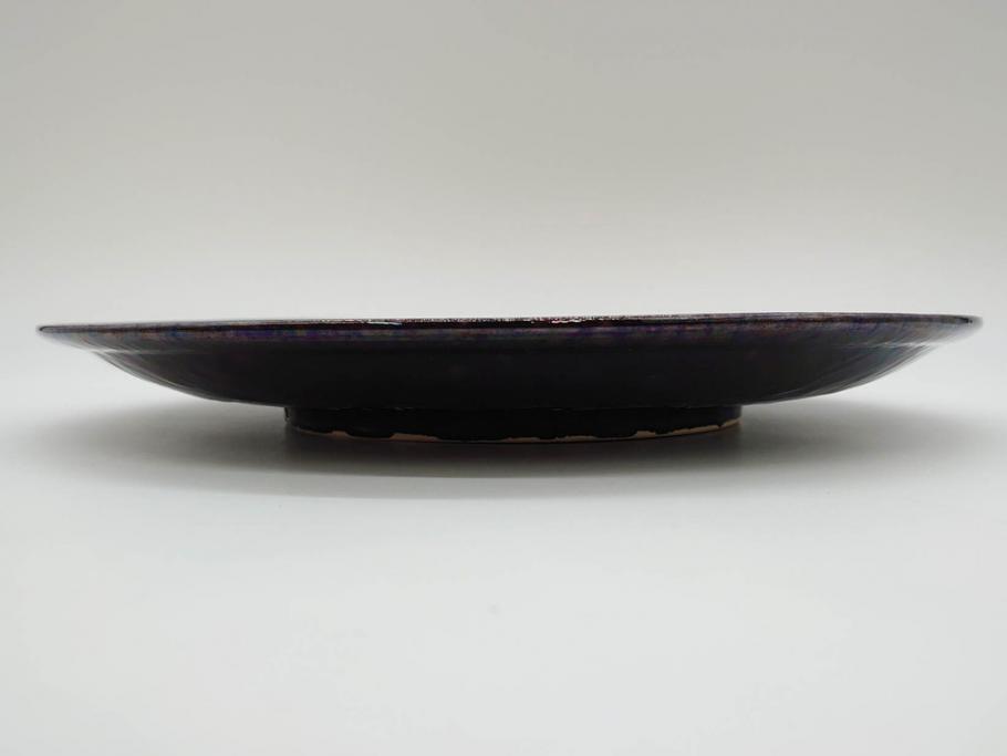 秋塘陶園　中村翠恒　鯉之図　1.1尺皿　約34cm　大胆に描かれた豪華な絵付けが目を惹く額皿(大皿、和皿、飾り皿、飾皿、和食器、一尺一寸、共箱付き)(R-073192)