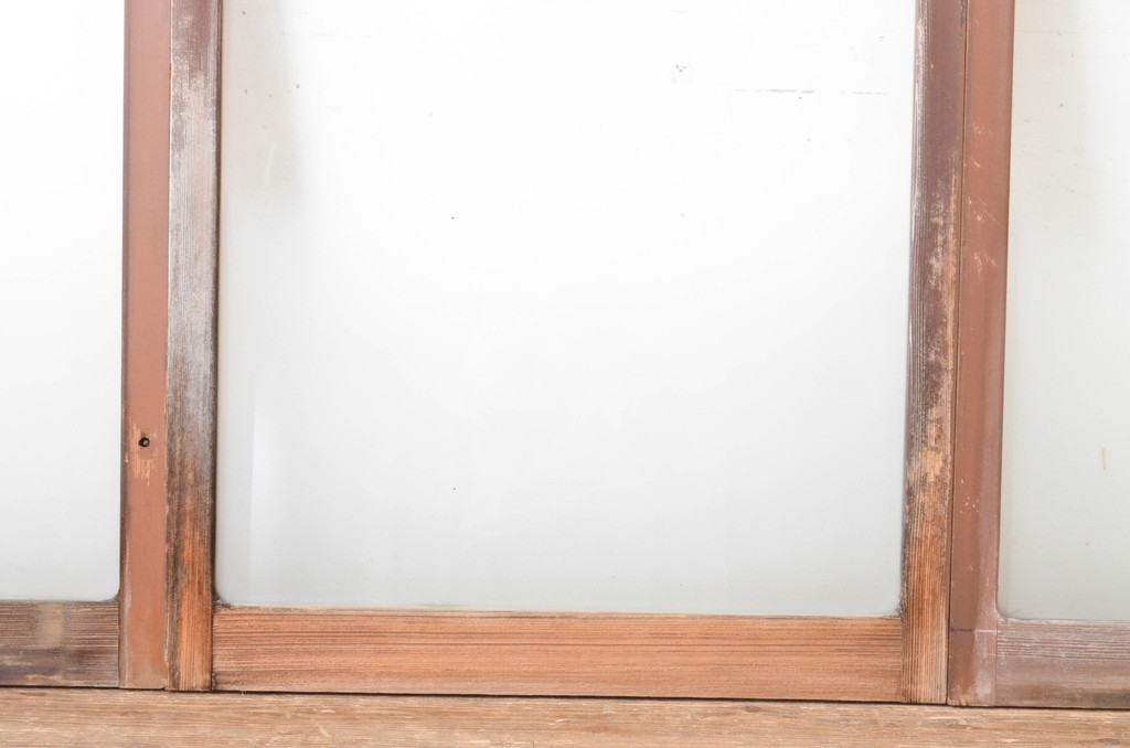 ビンテージ建具　シンプルでどんなお部屋にも合わせやすい大判ガラスの窓4枚セット(引き戸、ガラス戸、ヴィンテージ)(R-065017)