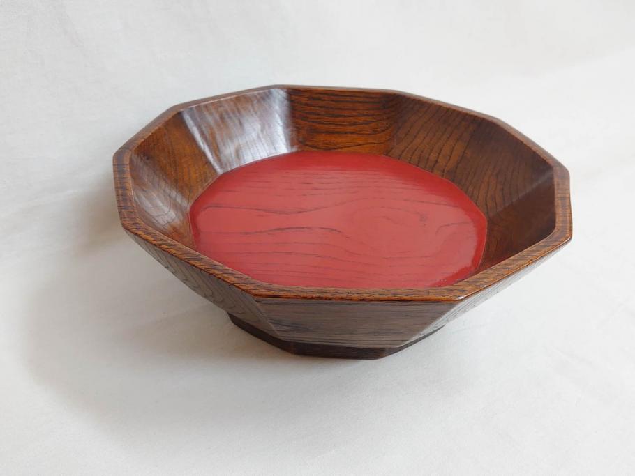 林竜人　紅開盛　美しい木目と上品な佇まいが魅力の菓子盛(菓子器、木製、木器、共箱付き)(R-073194)