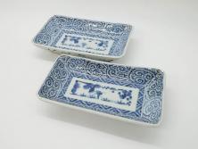 江戸期　萬暦年製　古伊万里　色絵　染付　稀少図柄　馬　3.8寸　約11.5cm　生き生きとした馬の絵付けが魅力の蓋付き茶碗2客セット(和食器、三寸八分)(R-062193)