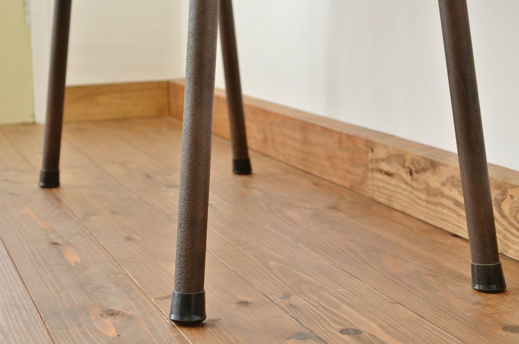 アンティーク家具　天板一枚板!古い欅材の鉄脚長イス(長椅子、ベンチ)