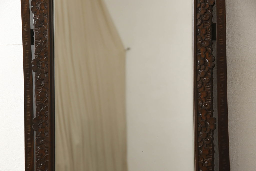 中古　美品　軽井沢彫り　細部まで施された彫刻や透かし彫りが美しい鏡台(ドレッサー、姿見、ミラー)(R-055887)