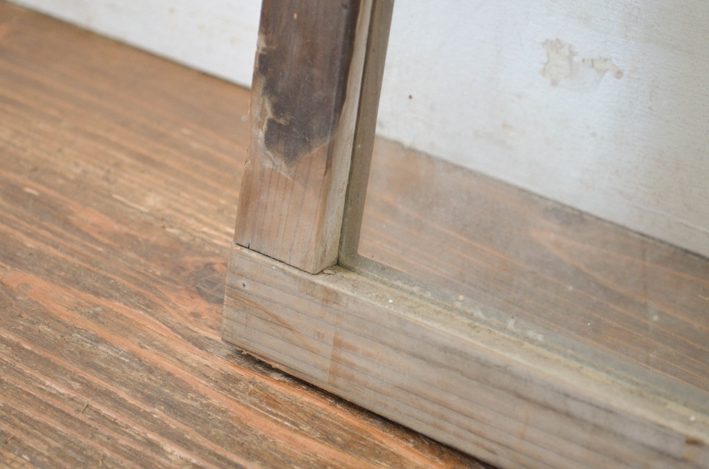アンティーク建具　趣ある和の雰囲気を演出する大きなマス目(升目)の明かり取り1枚(ガラス欄間、明り取り、建具)(R-064599)