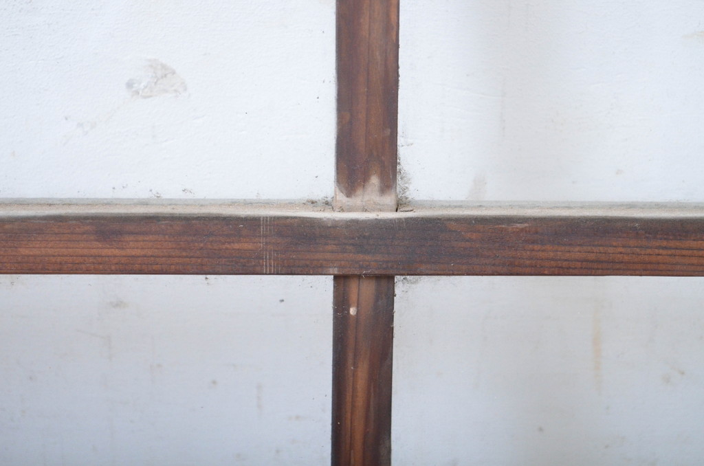 アンティーク建具　趣ある和の雰囲気を演出する大きなマス目(升目)の明かり取り1枚(ガラス欄間、明り取り、建具)(R-064599)