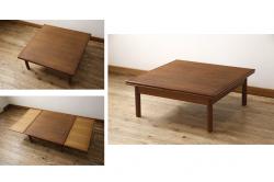 デンマークビンテージ　チーク材　木色の違いがお洒落なエクステンションローテーブル(エクステンションテーブル、センターテーブル、座卓、北欧、ヴィンテージ)(R-065234)