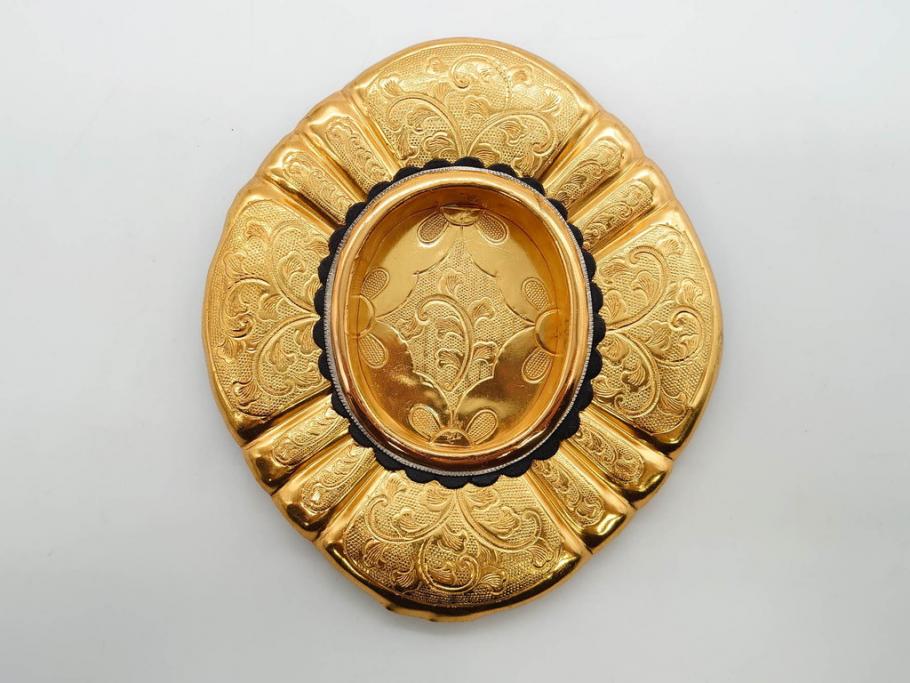 時代物　彫金　金工　緻密な毛彫りが美しい引手6点セット(引き手、鶴、ツル、鳥、花、植物、金具、ハンドル、取っ手、把手、藤原)(R-079114)
