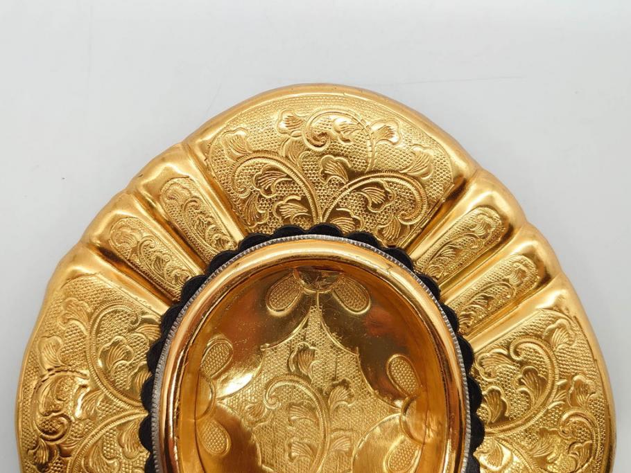 時代物　彫金　金工　緻密な毛彫りが美しい引手6点セット(引き手、鶴、ツル、鳥、花、植物、金具、ハンドル、取っ手、把手、藤原)(R-079114)