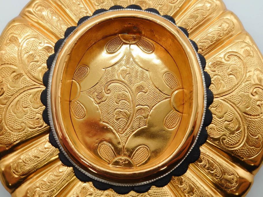 時代物　彫金　金工　緻密な毛彫りが美しい引手6点セット(引き手、鶴、ツル、鳥、花、植物、金具、ハンドル、取っ手、把手、藤原)(R-079114)