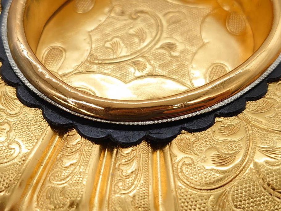 時代物　彫金　金工　緻密な毛彫りが美しい引手6点セット(引き手、鶴、ツル、鳥、花、植物、金具、ハンドル、取っ手、把手、藤原)(R-079114)
