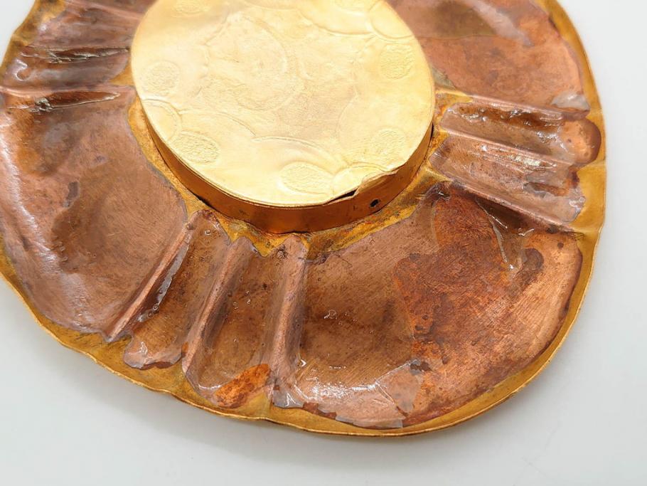 時代物　彫金　金工　緻密な毛彫りが美しい引手6点セット(引き手、鶴、ツル、鳥、花、植物、金具、ハンドル、取っ手、把手、藤原)(R-079114)
