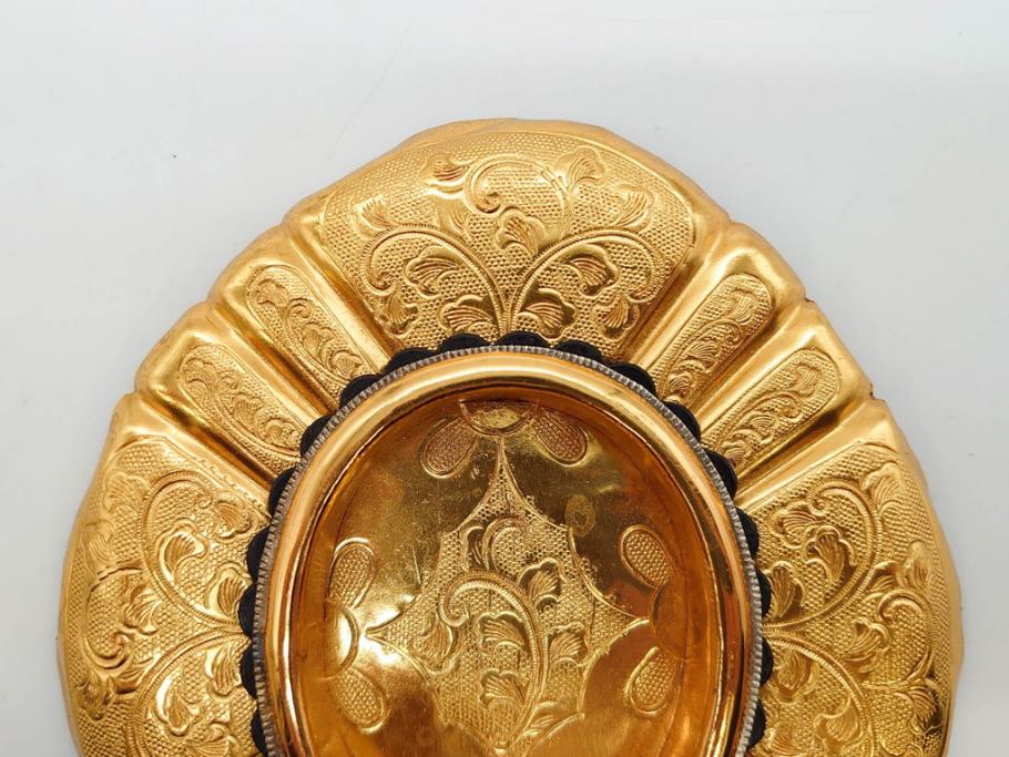 時代物　彫金　金工　緻密な毛彫りが美しい引手6点セット(引き手、鶴、ツル、鳥、花、植物、金具、ハンドル、取っ手、把手、藤原)(R-079114)