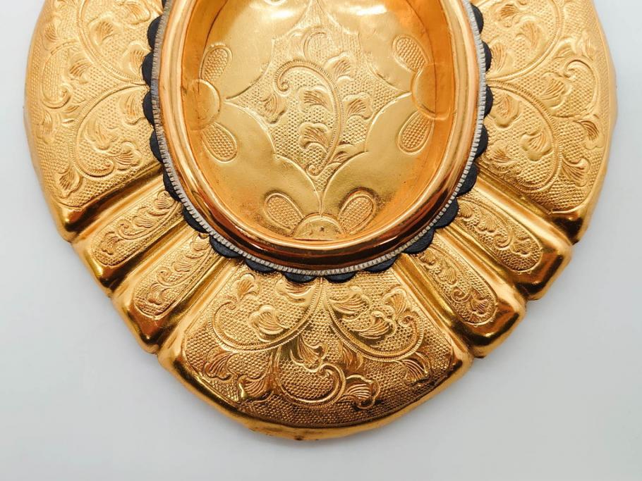 時代物　彫金　金工　緻密な毛彫りが美しい引手6点セット(引き手、鶴、ツル、鳥、花、植物、金具、ハンドル、取っ手、把手、藤原)(R-079114)