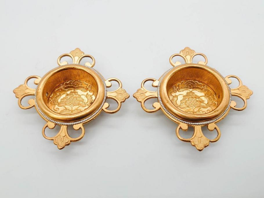 時代物　彫金　金工　緻密な毛彫りが美しい引手6点セット(引き手、鶴、ツル、鳥、花、植物、金具、ハンドル、取っ手、把手、藤原)(R-079114)
