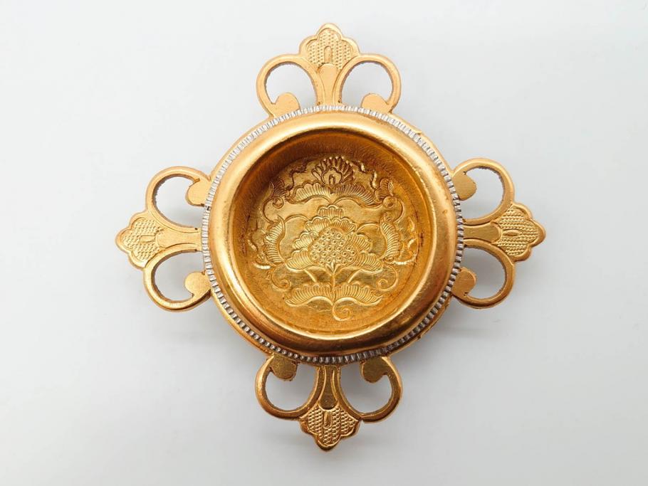 時代物　彫金　金工　緻密な毛彫りが美しい引手6点セット(引き手、鶴、ツル、鳥、花、植物、金具、ハンドル、取っ手、把手、藤原)(R-079114)