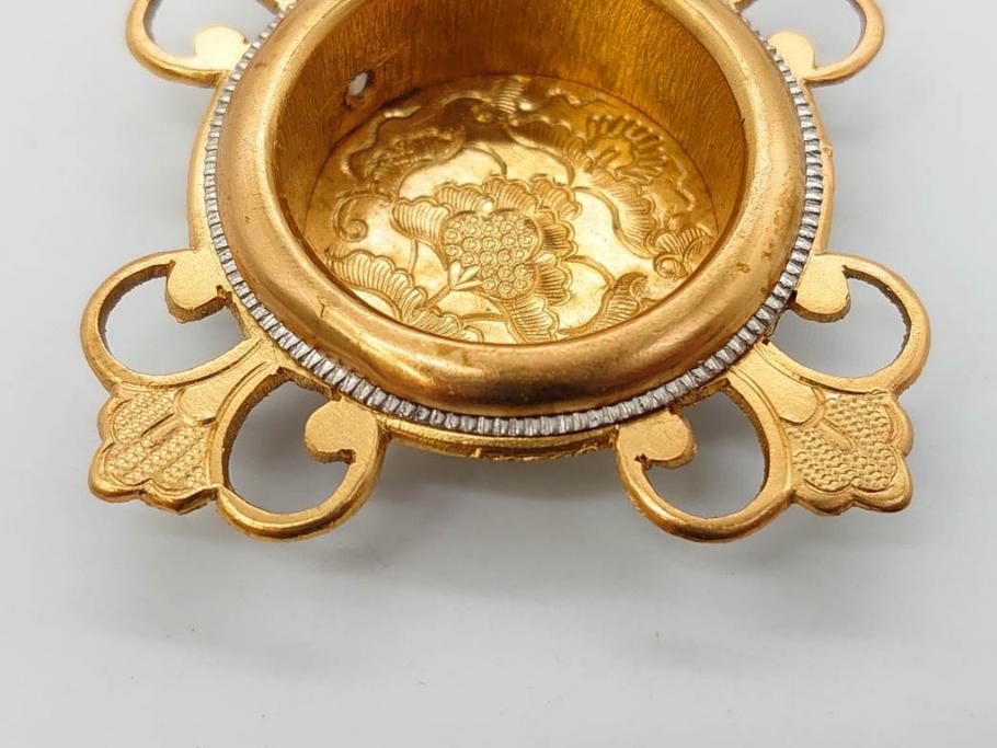 時代物　彫金　金工　緻密な毛彫りが美しい引手6点セット(引き手、鶴、ツル、鳥、花、植物、金具、ハンドル、取っ手、把手、藤原)(R-079114)