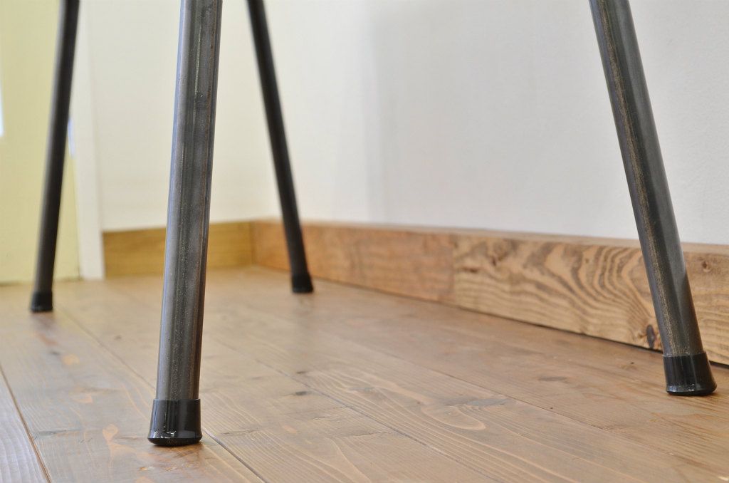 アンティーク家具　古い木のシンプルな鉄脚ベンチ2(アイアン、長イス)