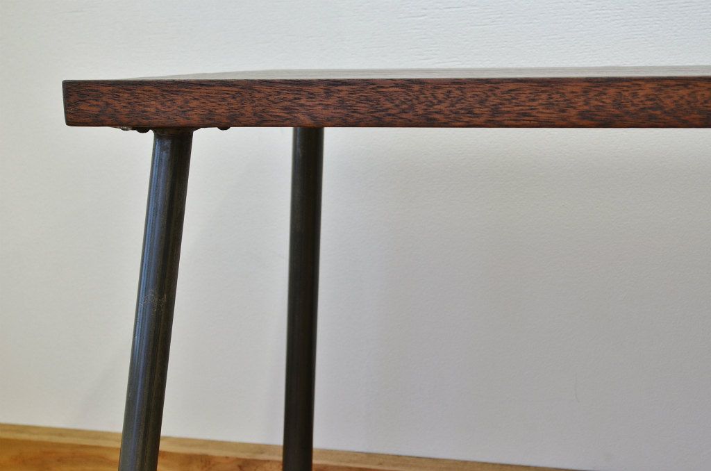 アンティーク家具　古い木のシンプルな鉄脚ベンチ3(アイアン、長イス)