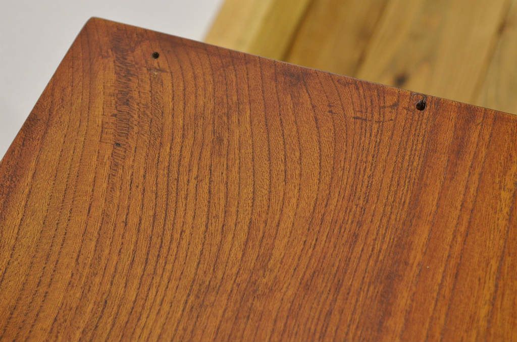 アンティーク家具　古い欅材の一枚板で出来た鉄脚ベンチ(長イス、長椅子)