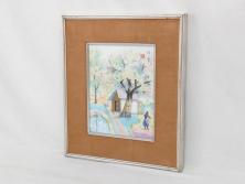ノリタケ　NORITAKE　堂本印象　ふんわり優しい色彩が心を和ませる陶板画(プラーク、風景画、額装、陶器、サイン有り)(R-079119)