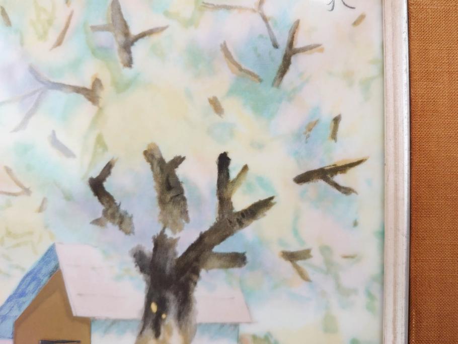 ノリタケ　NORITAKE　堂本印象　ふんわり優しい色彩が心を和ませる陶板画(プラーク、風景画、額装、陶器、サイン有り)(R-079119)