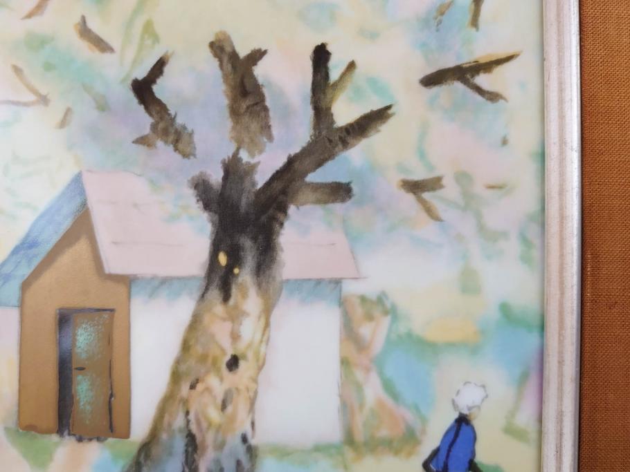 ノリタケ　NORITAKE　堂本印象　ふんわり優しい色彩が心を和ませる陶板画(プラーク、風景画、額装、陶器、サイン有り)(R-079119)