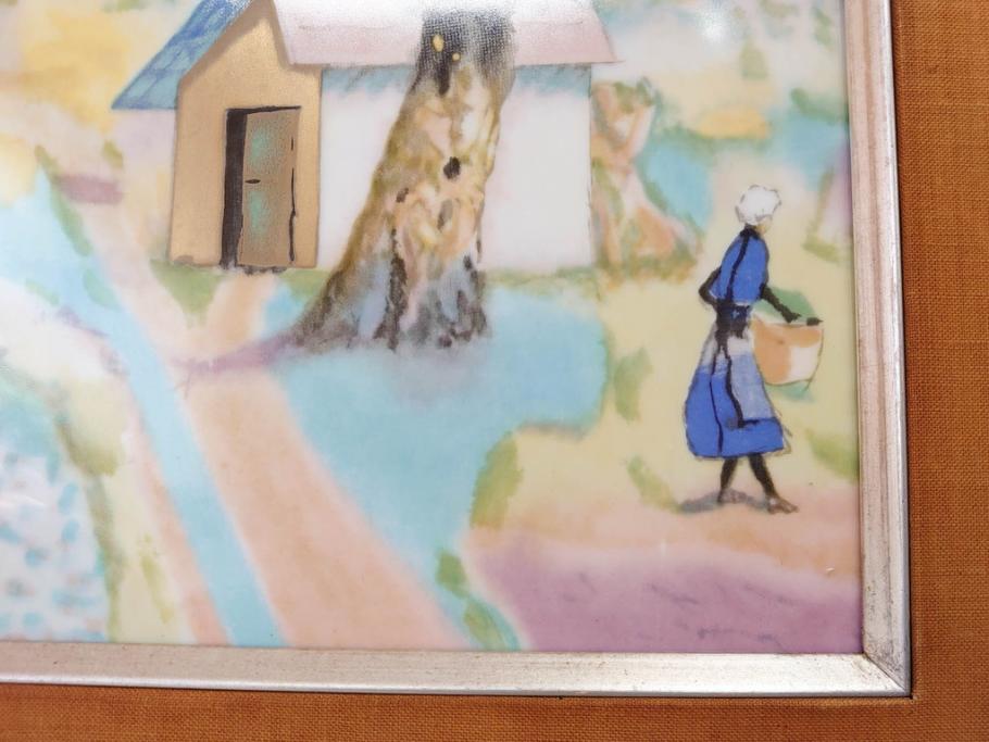 ノリタケ　NORITAKE　堂本印象　ふんわり優しい色彩が心を和ませる陶板画(プラーク、風景画、額装、陶器、サイン有り)(R-079119)