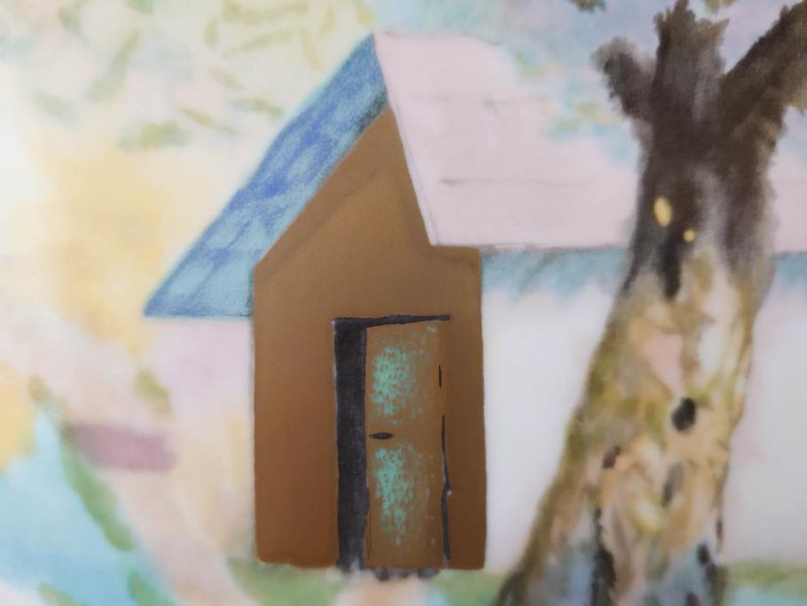 ノリタケ　NORITAKE　堂本印象　ふんわり優しい色彩が心を和ませる陶板画(プラーク、風景画、額装、陶器、サイン有り)(R-079119)