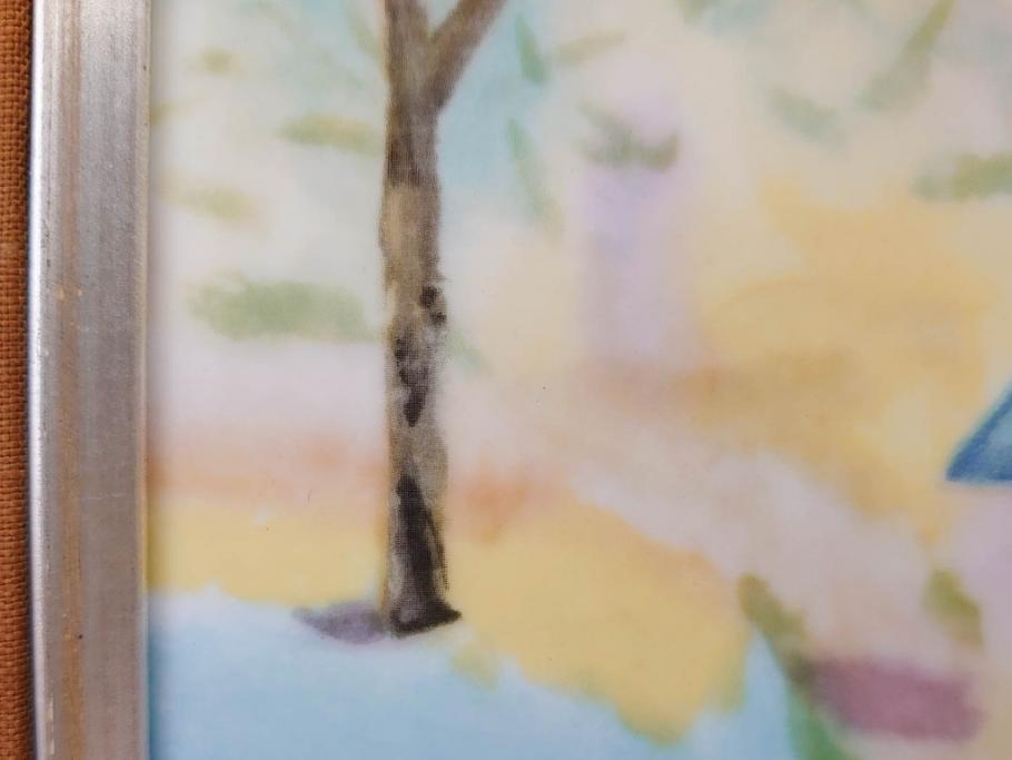 ノリタケ　NORITAKE　堂本印象　ふんわり優しい色彩が心を和ませる陶板画(プラーク、風景画、額装、陶器、サイン有り)(R-079119)