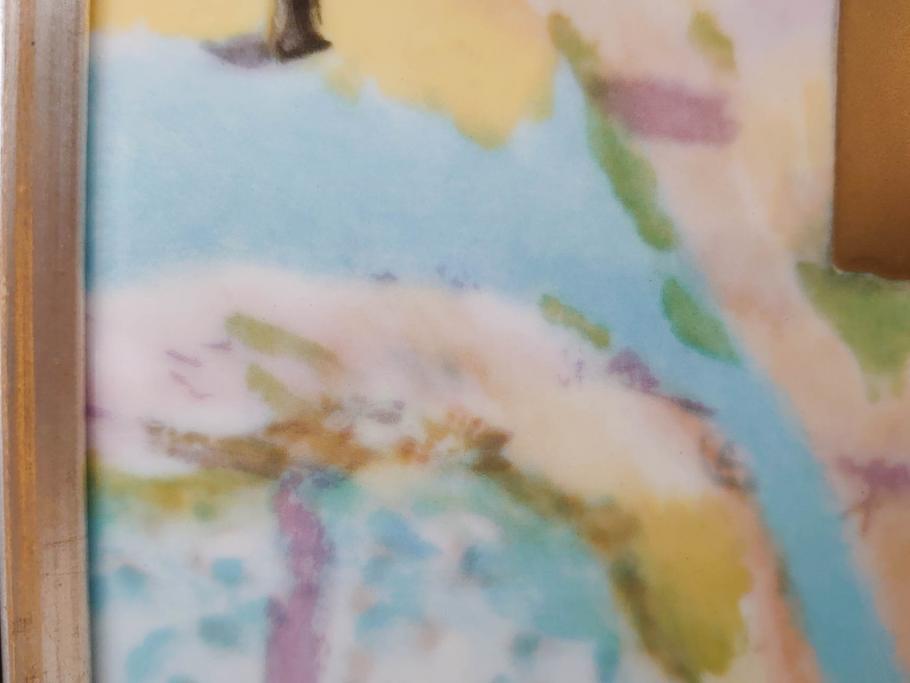 ノリタケ　NORITAKE　堂本印象　ふんわり優しい色彩が心を和ませる陶板画(プラーク、風景画、額装、陶器、サイン有り)(R-079119)