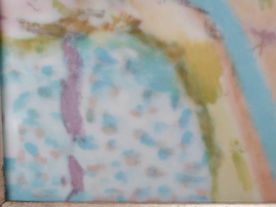 ノリタケ　NORITAKE　堂本印象　ふんわり優しい色彩が心を和ませる陶板画(プラーク、風景画、額装、陶器、サイン有り)(R-079119)