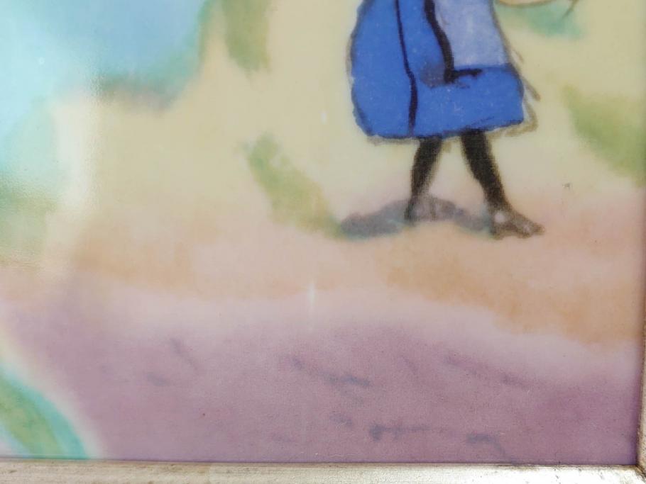 ノリタケ　NORITAKE　堂本印象　ふんわり優しい色彩が心を和ませる陶板画(プラーク、風景画、額装、陶器、サイン有り)(R-079119)