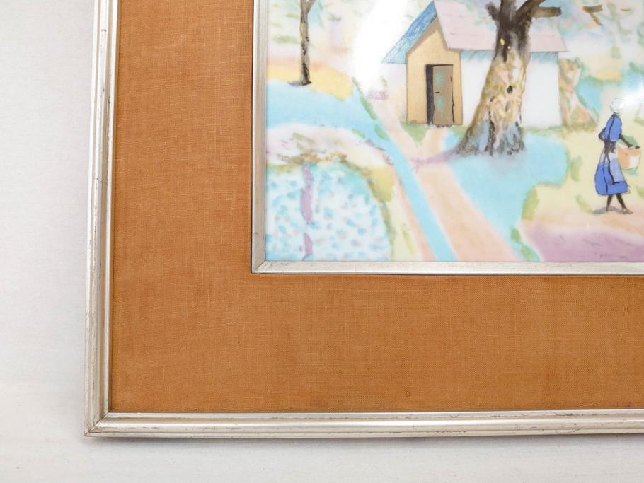 ノリタケ　NORITAKE　堂本印象　ふんわり優しい色彩が心を和ませる陶板画(プラーク、風景画、額装、陶器、サイン有り)(R-079119)