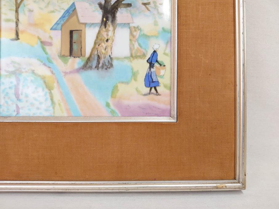 ノリタケ　NORITAKE　堂本印象　ふんわり優しい色彩が心を和ませる陶板画(プラーク、風景画、額装、陶器、サイン有り)(R-079119)