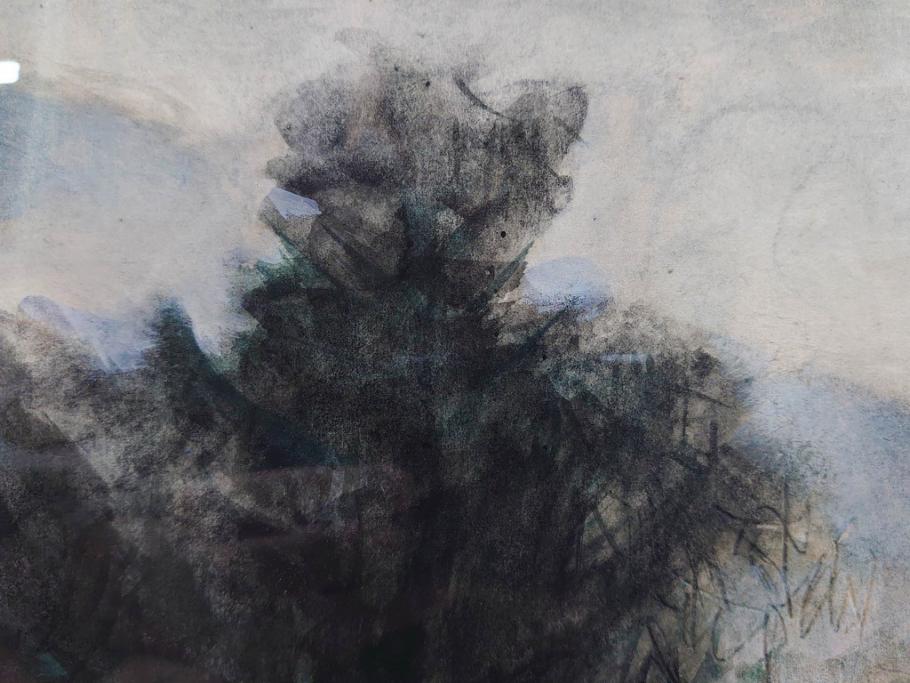 真作　1974年　サイタ亨　「草津天狗山 しゃくなげの咲く頃」　F6(6号)　絵画(鉛筆、水彩、DR.T.SAITA、サイン入り、落款印、肉筆、風景、花、山、額装)(R-079121)