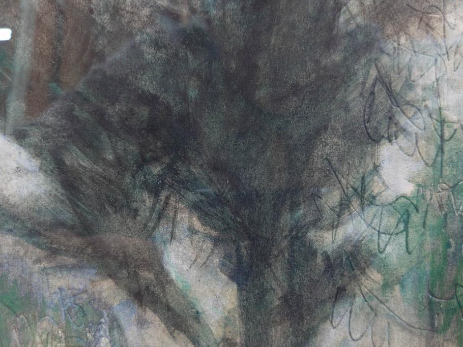 真作　1974年　サイタ亨　「草津天狗山 しゃくなげの咲く頃」　F6(6号)　絵画(鉛筆、水彩、DR.T.SAITA、サイン入り、落款印、肉筆、風景、花、山、額装)(R-079121)